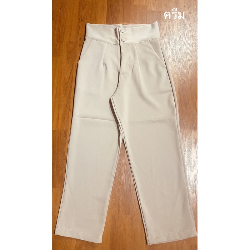 7 Pants 2 Buttons Front Zip 2 Side Pockets Hanako Fabric. Shopee Malaysia