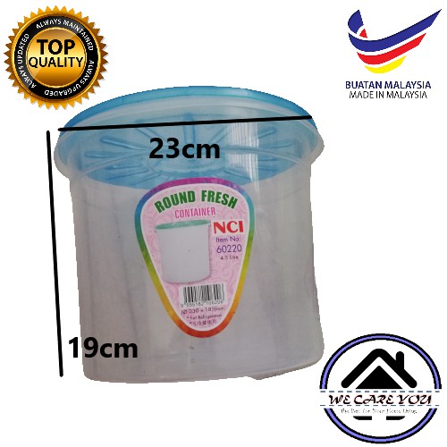 4.5 Lt NCI 60220 23 CM Round Container Bekas Plastik round container ...