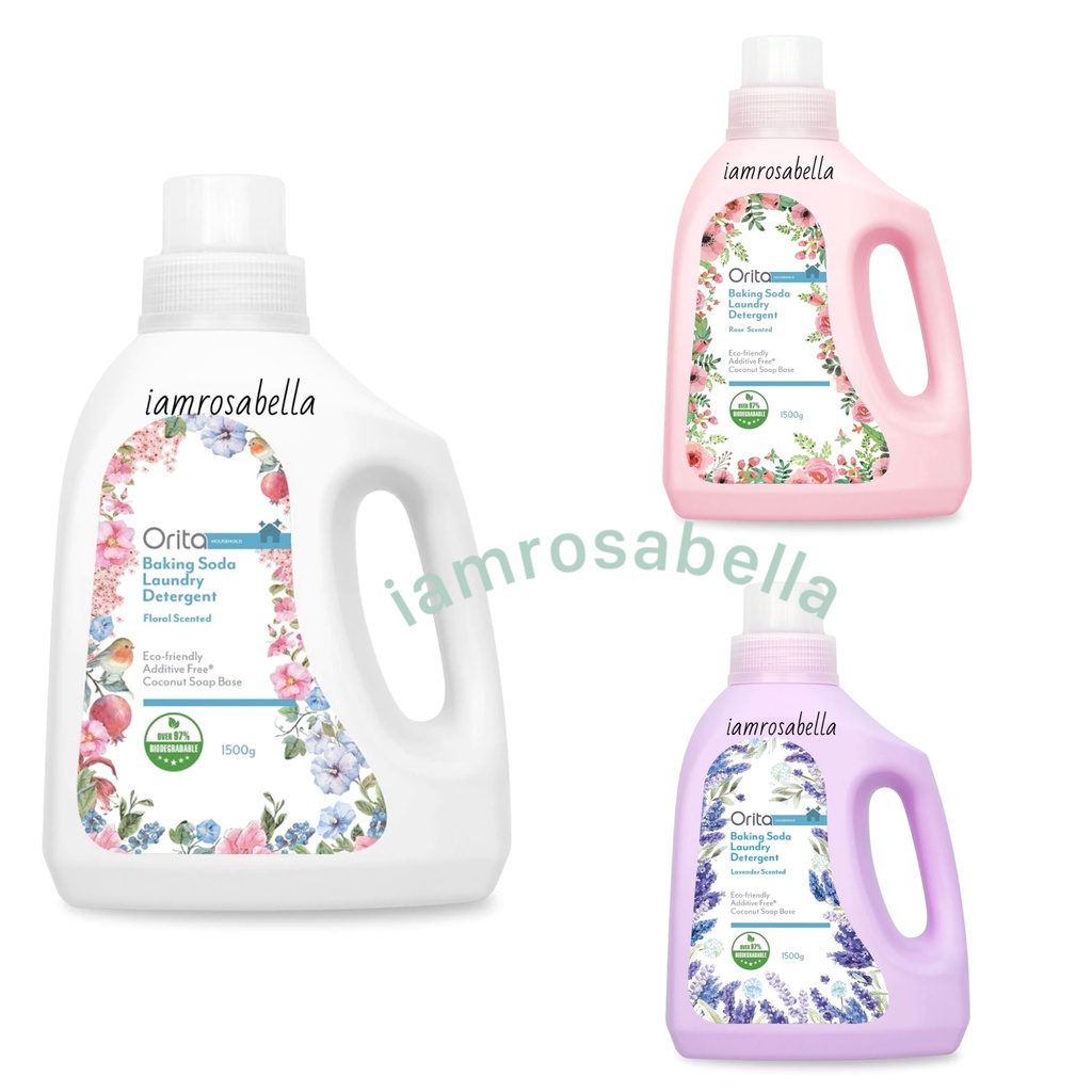 ORITA Baking Soda Laundry Detergent 1500g Floral /Lavender /Rose Eco