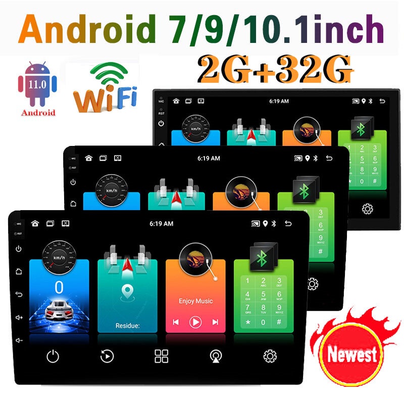 (2G RAM+32G ROM )7/9/10 inch 2.5D Screen Android 11 Car Stereo Radio ...