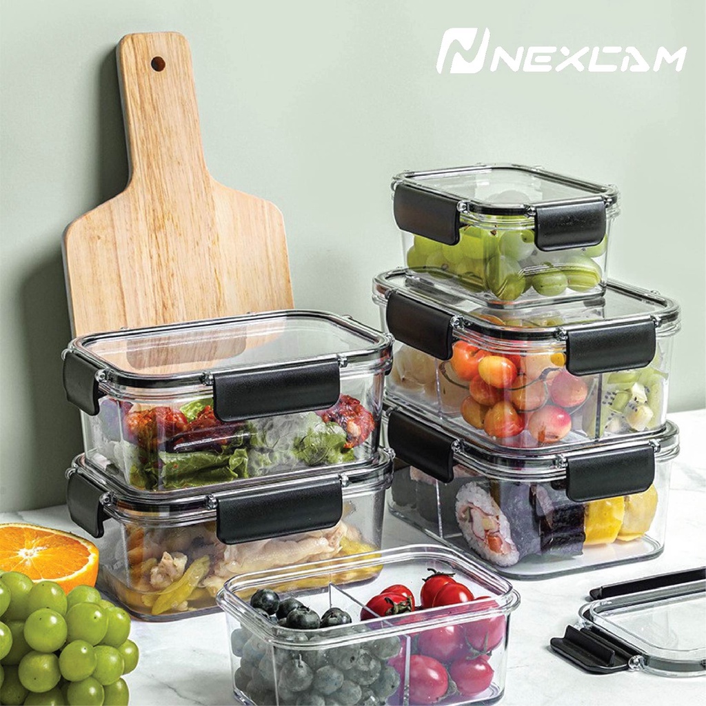 Nexcam Plastic Refrigerator Mini Storage Tupperware with 400ml, 800ml ...