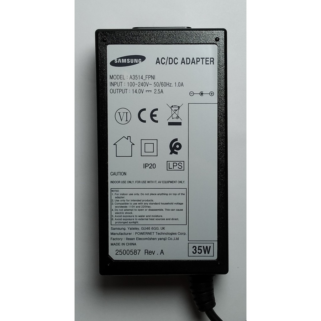 Astro PVR Adapter 14V 2.5A A3514 Original Samsung Adapter Astro PVR ...