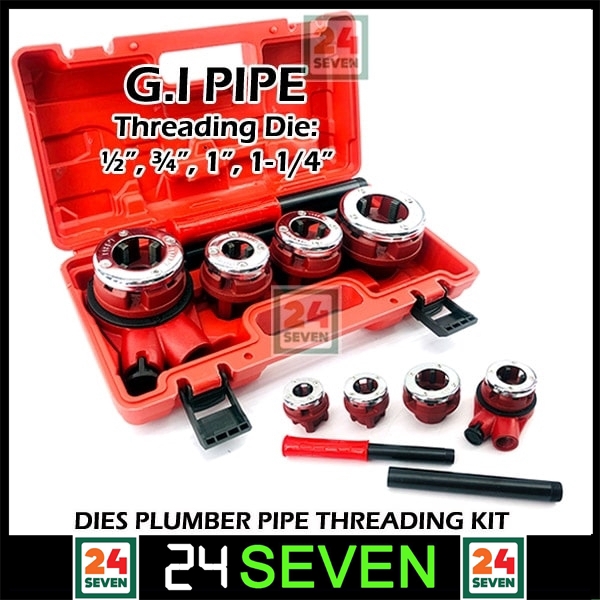 READY STOCK !!! MANUAL PIPE THREADER RATCHET GI PIPE DIES SET ½”, ¾”, 1 ...