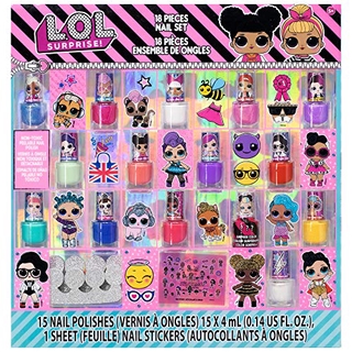 Townley Girl L.O.L Surprise! Super Sparkly Cosmetic Set with Lip Gloss, Nail Polish and Nail Stickers, 11 ct