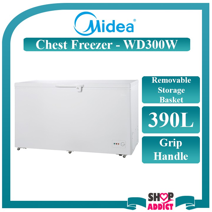 Midea Chest Freezer with Rollers WD300W Shopee Malaysia