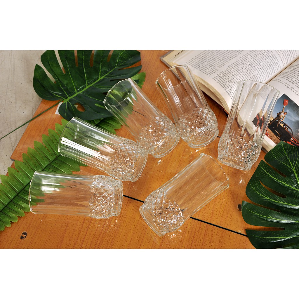 Crystal Glass Tumbler 10oz Set of 6 Pcs Beverage Glassware Tableware