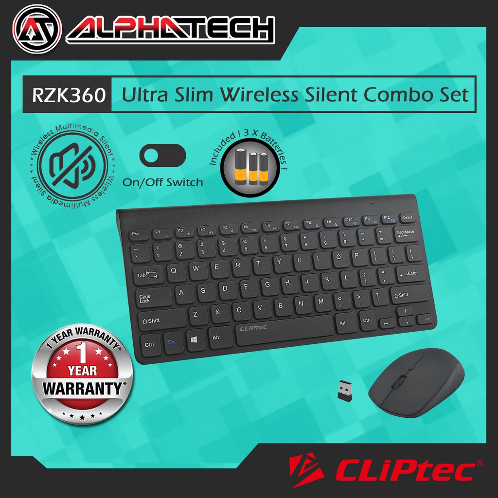 CLiPtec RZK360 Mini-AirXilent Ultra-Slim Wireless Multimedia Silent ...