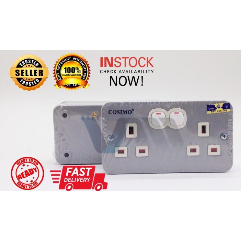 (READY STOCK) 13A 2GANG METAL CLAD SWITCH SOCKET(COSIMO) | Shopee Malaysia