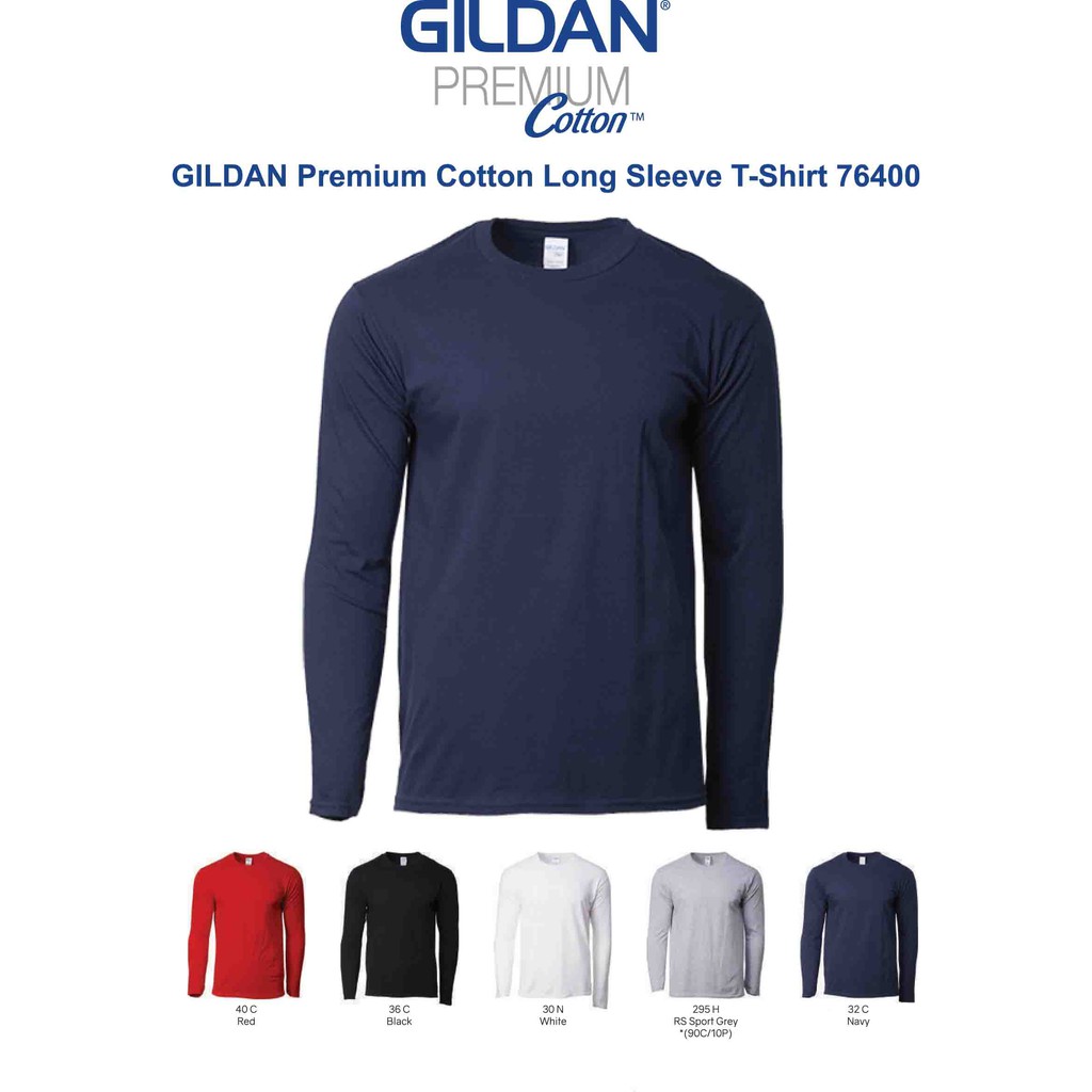 Gildan Premium Cotton Long Sleeve T Shirt 76400 Shopee Malaysia