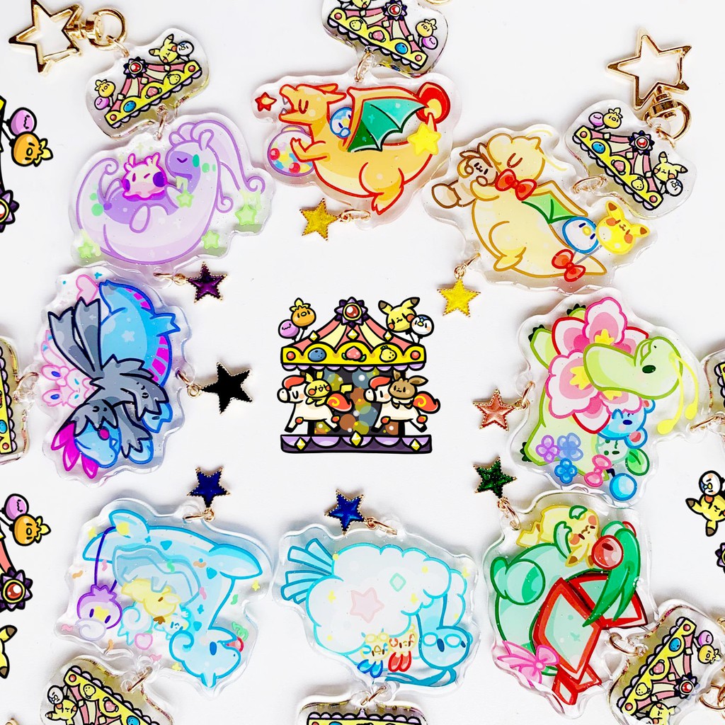 Pokemon Keychain Carousel Charizard Dragonite Meganium Flygon Altaria ...