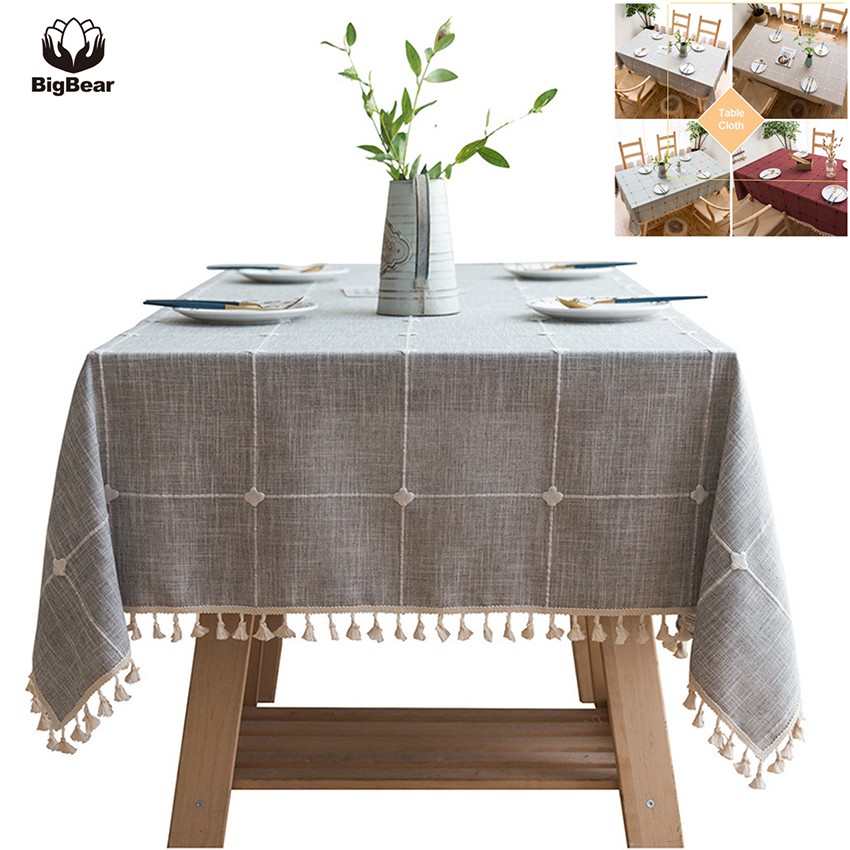 Crochet Lace Tablecloth With Tassel | Rectangular Table Cover 55x79 Inch For Wedding Party - View #3