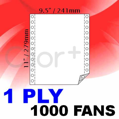 FLYNX - Computer Form 1Ply 9.5” X 11” (1000 or 2000 Fans/Box) White ...