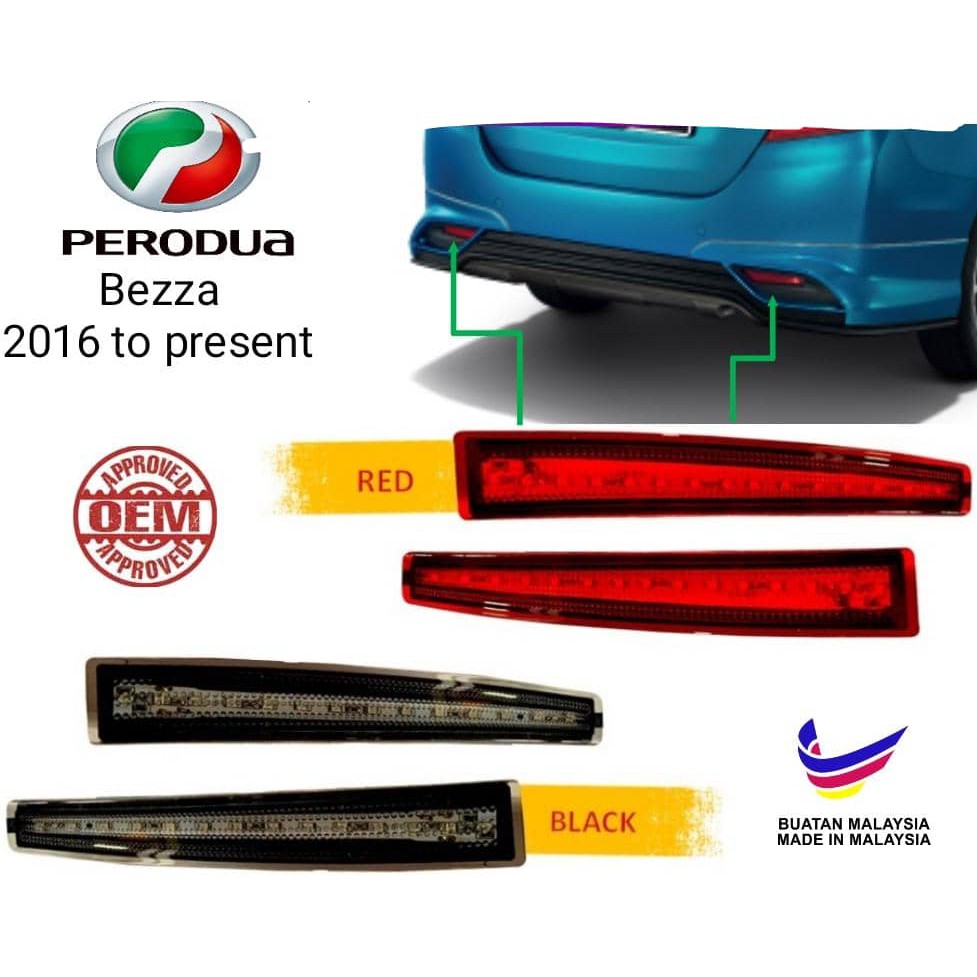 Perodua Bezza 2016 - 2020 Rear Bumper Reflector LED Lamp | Shopee Malaysia