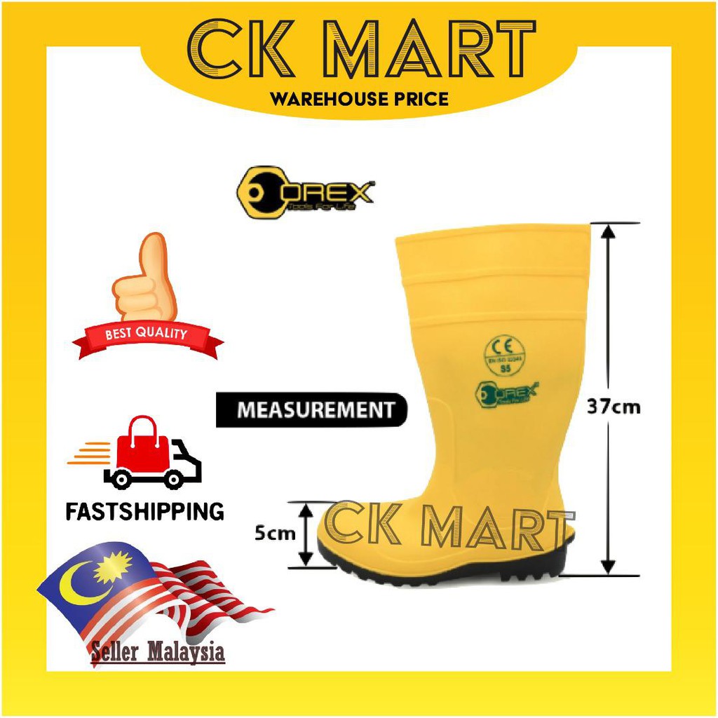 [Oil & Chemical Resistant] OREX High Cut Yellow Rubber Safety Boots ...