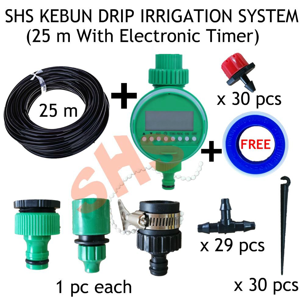 25m DIY Micro Drip Irrigation System + Electronic Automatic Watering ...