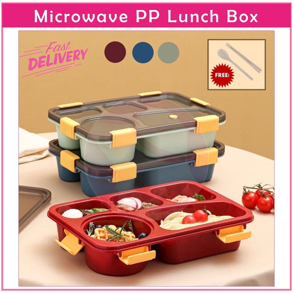 Microwavable PP Lunch Bento Box Spoon Chopstick Food Container ...