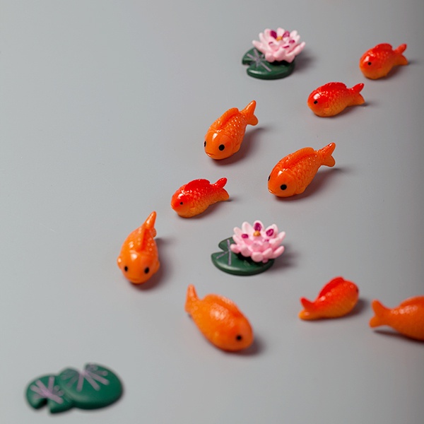 Gold Fish Figurine Cute Miniature Collector Toy for Terrarium Desktop ...