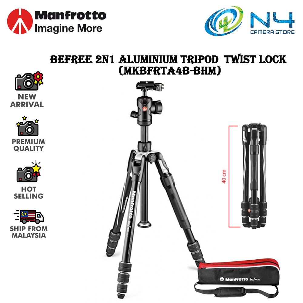 Manfrotto Befree 2N1 Aluminium Tripod Twist Lock 2 in 1 Travel Tripod Kit With Detachable