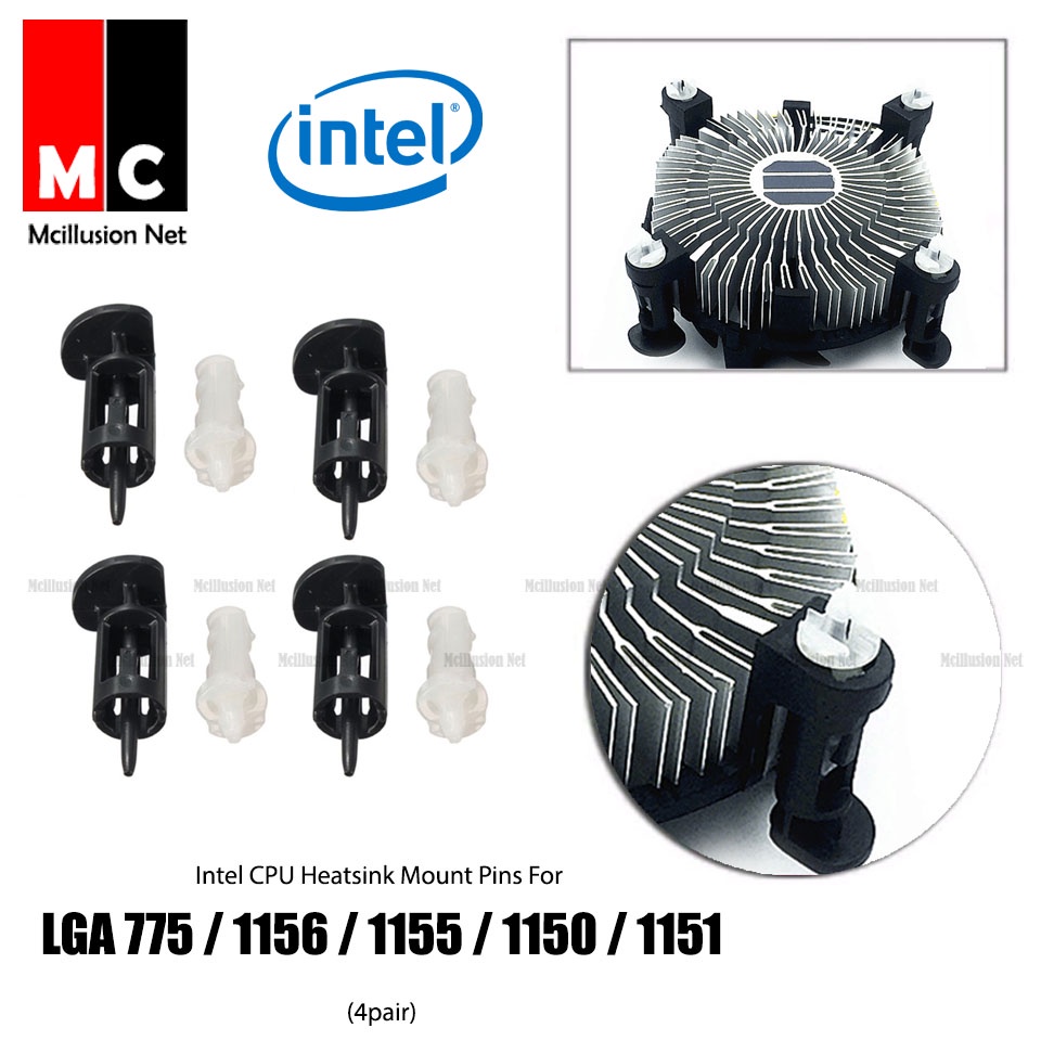 Intel CPU Heatsink Mount Pins For Intel Socket LGA 775 1156 1155 1150 1151 (4pair) Cooler Fan