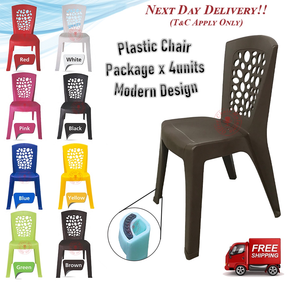 Plastic Chair (Package 4 pcs) Restaurant Chair / Tuition Chair / Kerusi