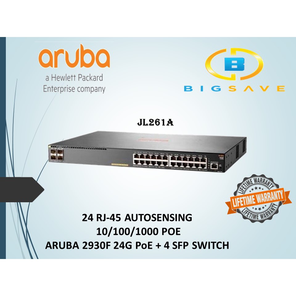 Aruba 2930f 24g Poe + 4sfp Switch (jl261a) 