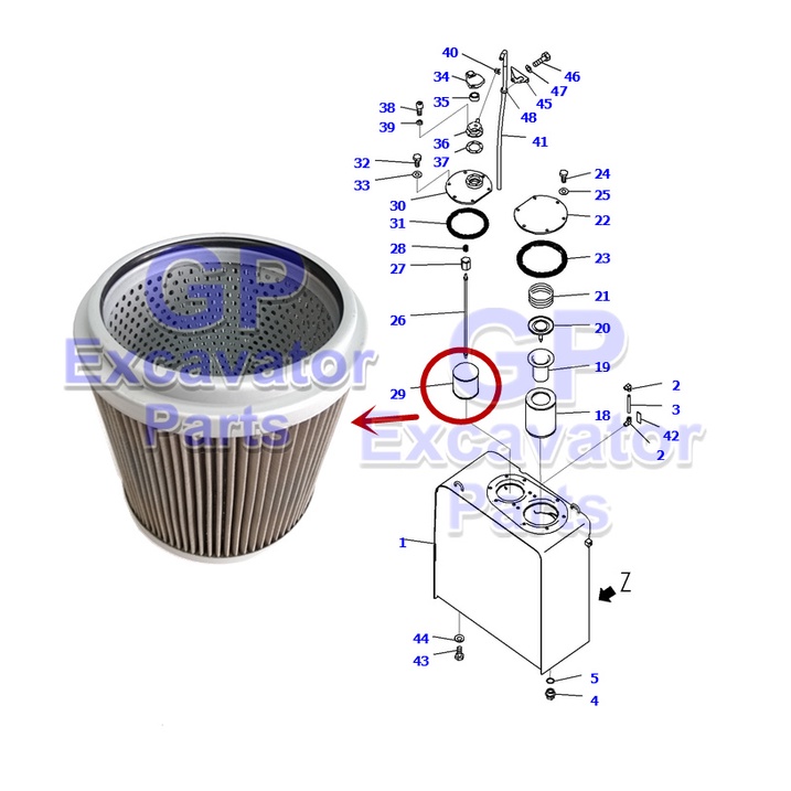 PC200-7 / PC200-8 Hydraulic Excavator Hydraulic Oil Tank Suction Filter ...