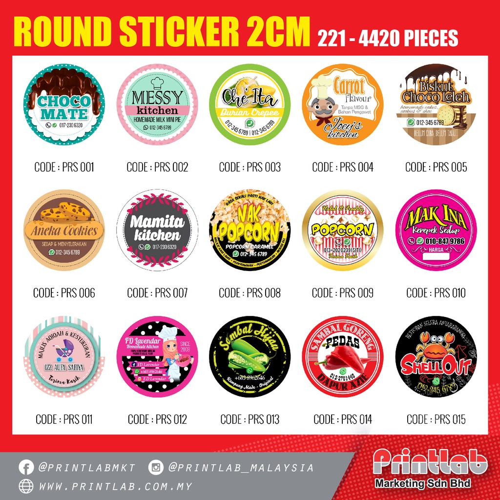 STICKER BULAT 2CM PRODUK LABEL HIGH QUALITY MURAH (KATALOG DISEDIAKAN ...