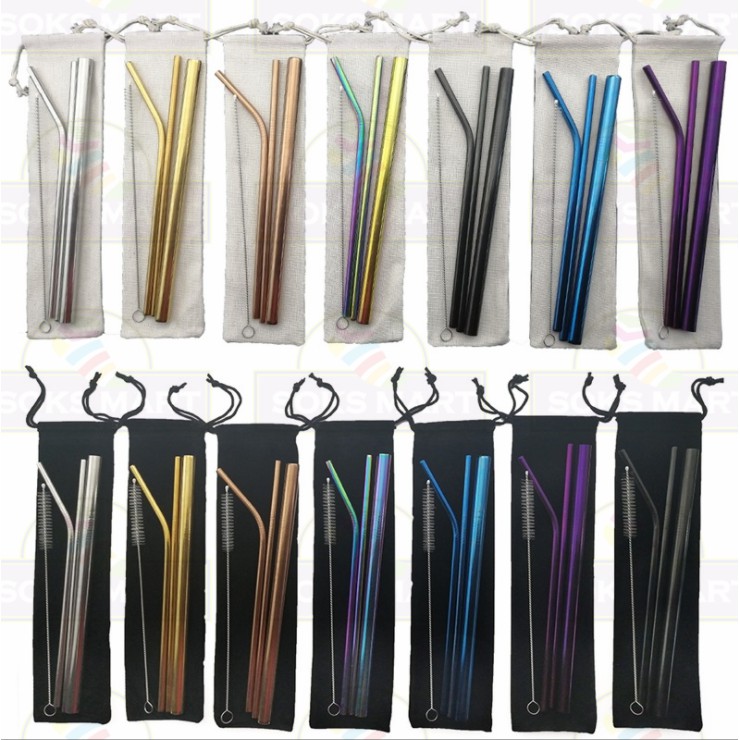 5 Pcs Straw Set 304 Stainless Steel Straws Drinking Straws Straight ...