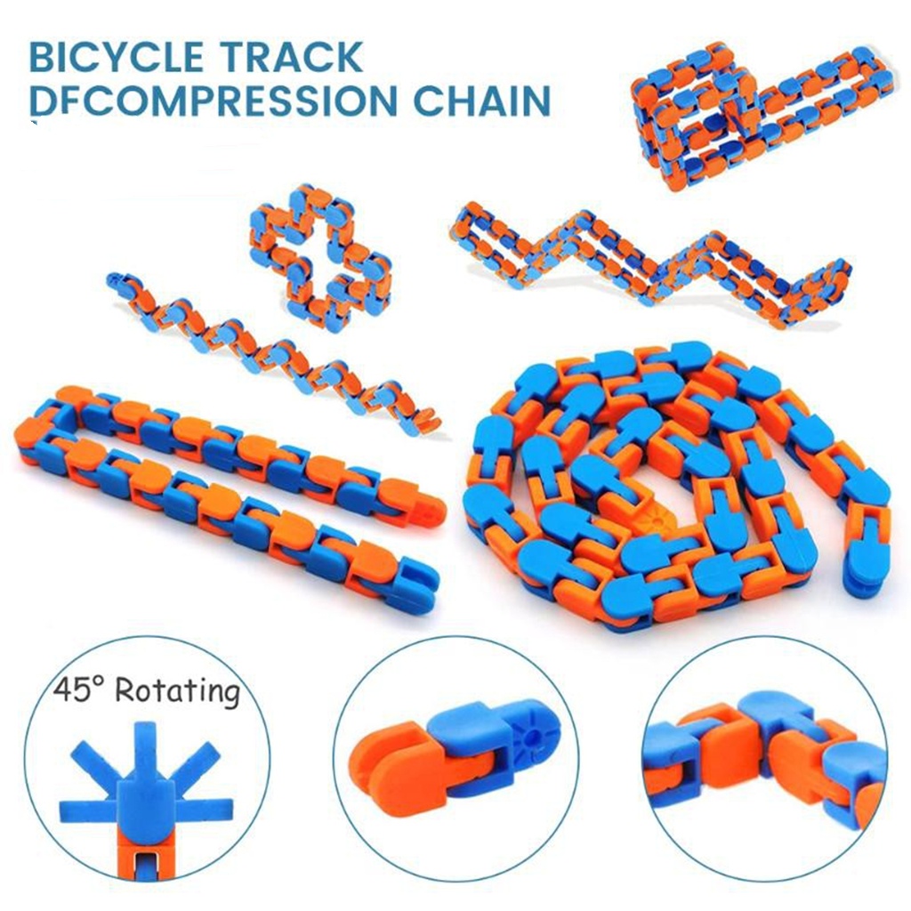 Decompression Toy Rotatable Vent DIY Toy 24 Bicycle Track Snake Chain ...