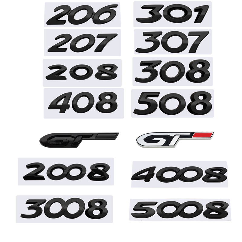 Black Metal Stickers Car Front Rear Trunk Body Emblem For Peugeot GT ...