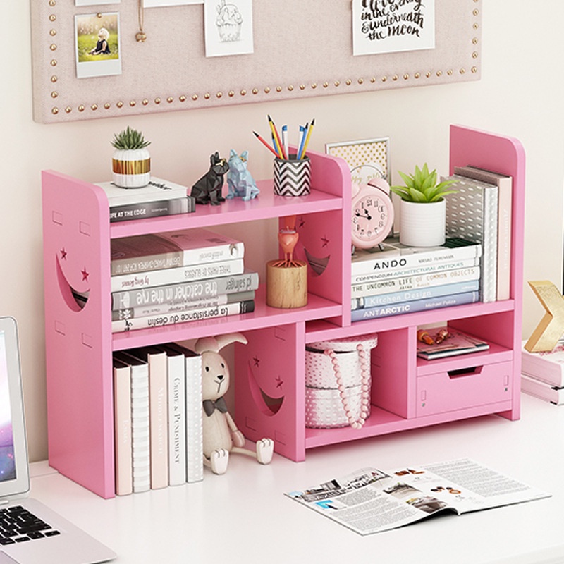 Smiley face design tabletop book rack student desktop storage rack ...