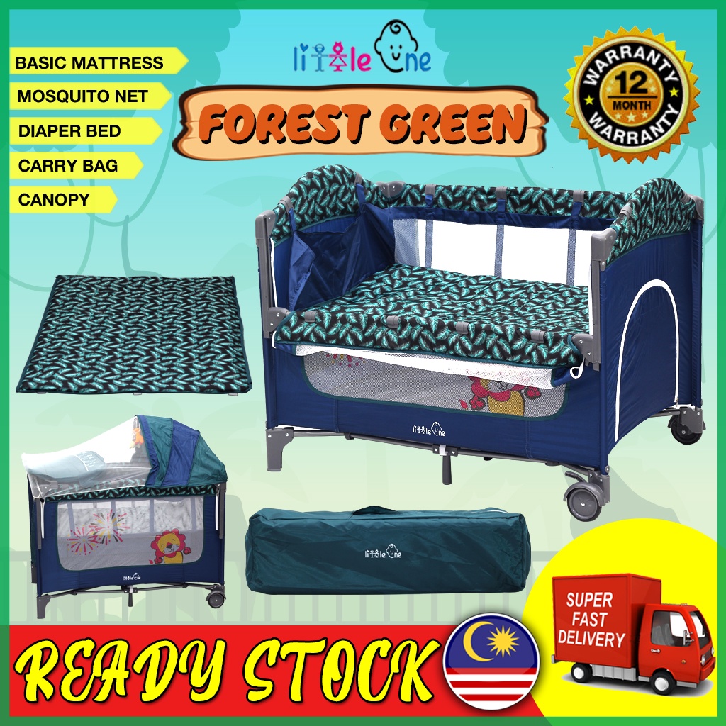 Little One Baby Cot Portable Baby Bed Playpen Travel Cot Mosquito Net