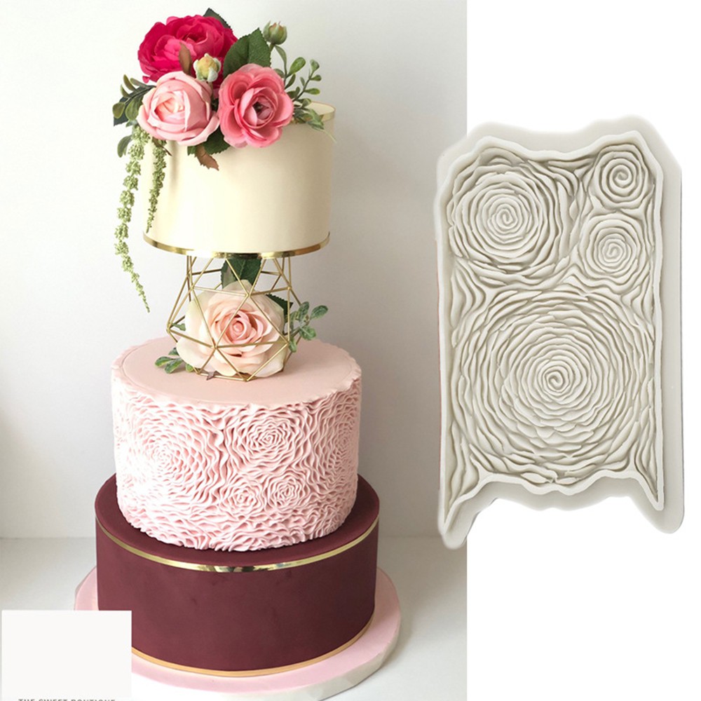 Silicone Mold Fondant Cake Pleated Rose Cake Mold Chocolate Clay Baking ...