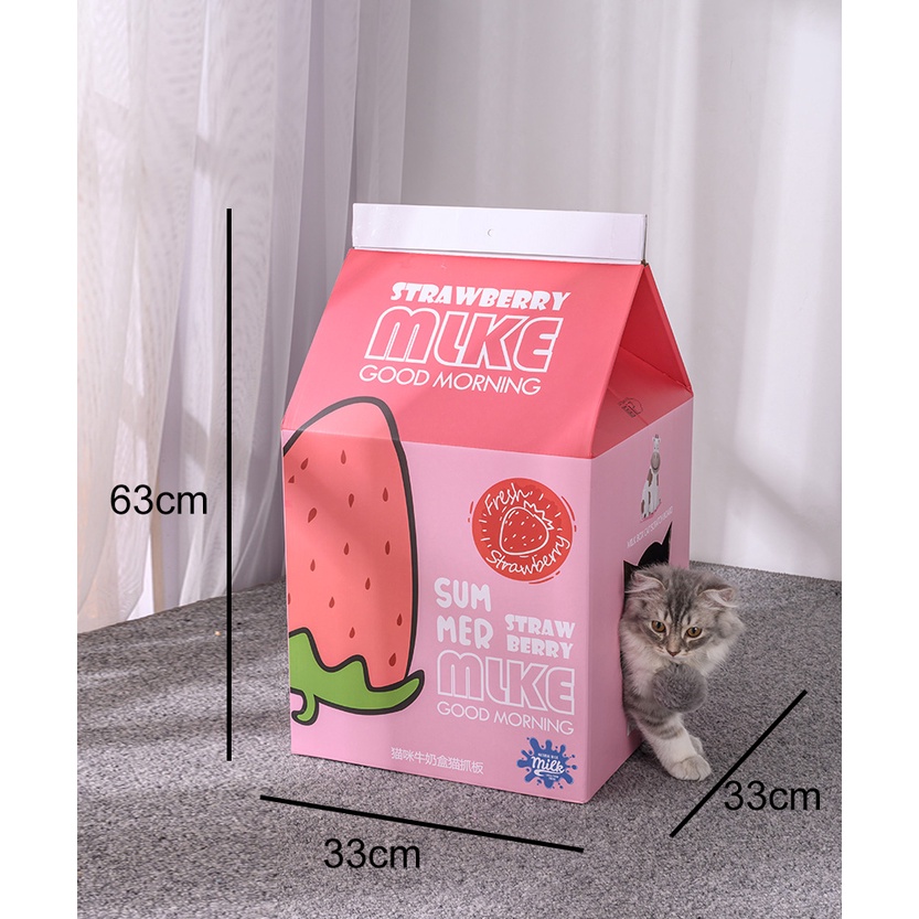Pet Strawberry Milk Milk Carton Cat House Cat Scratcher Milk House