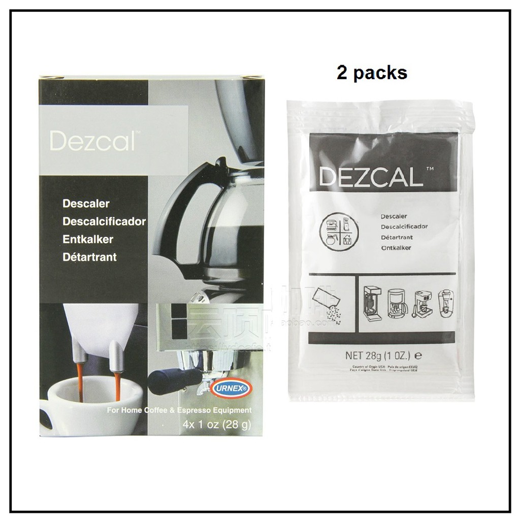 Urnex Dezcal Powder Coffee and Espresso Descaler 2 packs x 28g