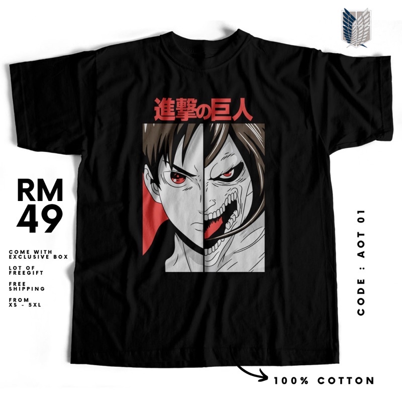 [PROMO ANIME SHIRT] READY & PRE ORDER STOCK Attack On Titan T-shirt 💯 ...