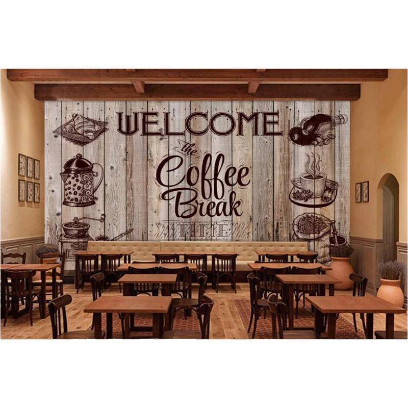 Custom any size Retro White Wood Brick Wall Background Cafe 3d