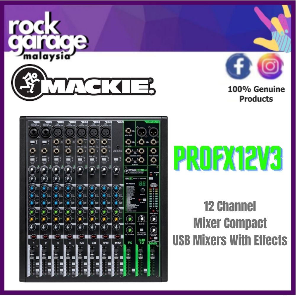 Mackie ProFX12v3 12 Channel Mixer Compact USB Mixers With Effects (Pro FX 12v3/ProFx12/ProFX 12