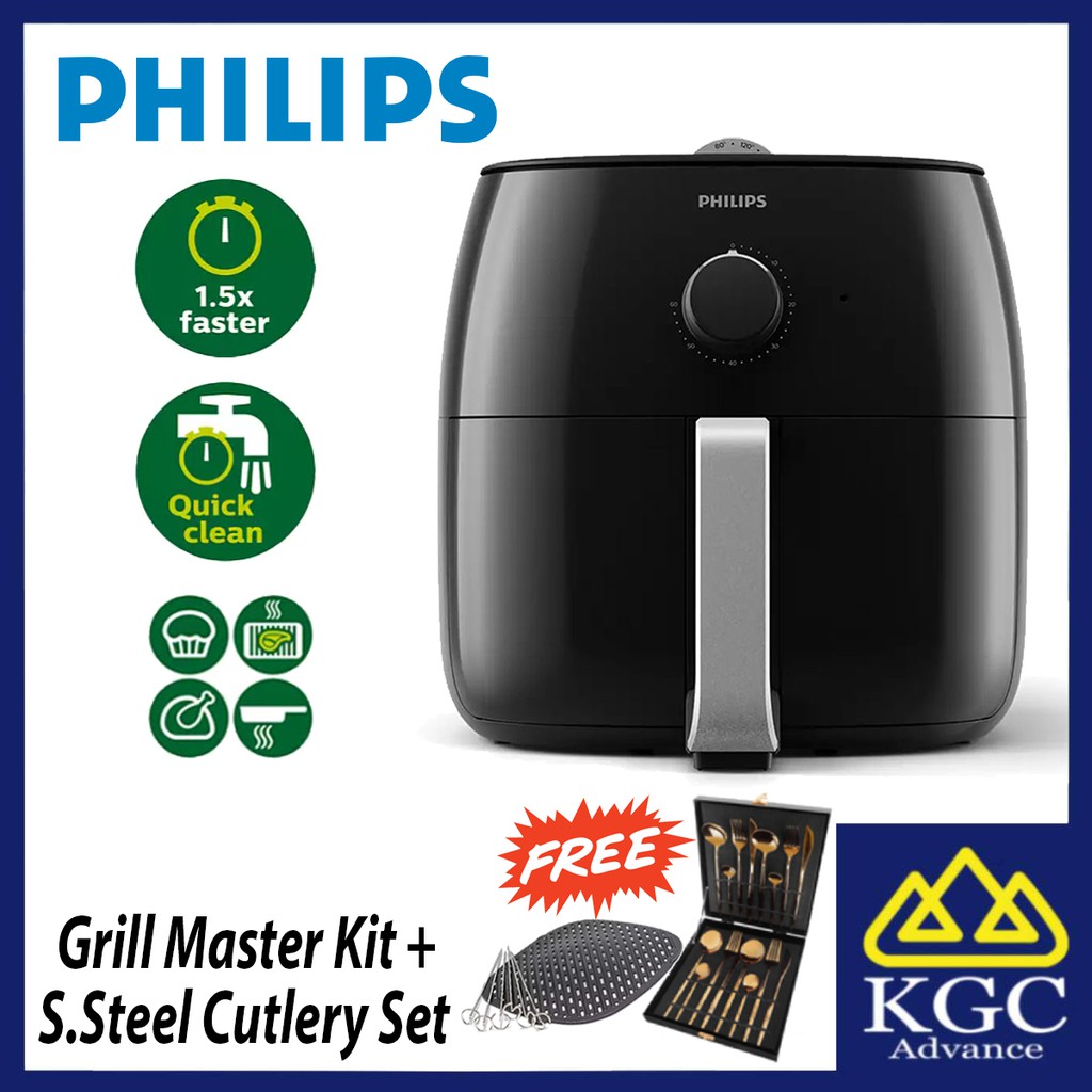 PHILIPS Premium Airfryer XXL [Free S.Steel Cutlery Set + Grill Master Kit] HD9630/99 Shopee