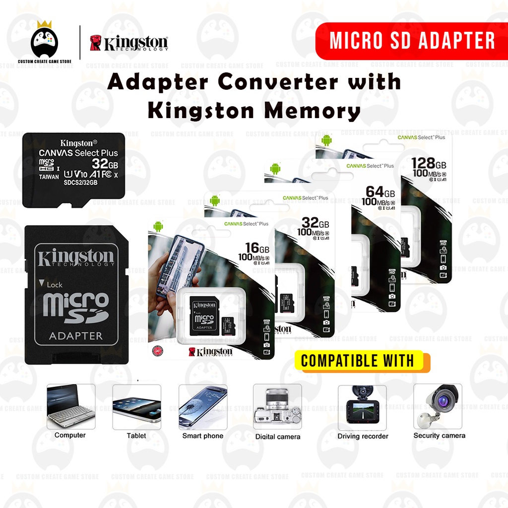 Kingston Canvas Select Plus Microsd 100mb S Class 10 Uhs I Card Sdcs2