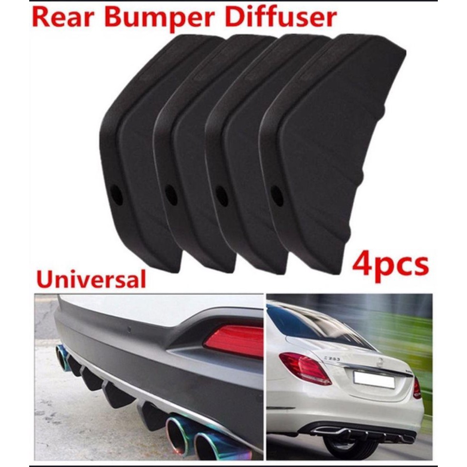 4 Pcs Universal Car Rear Bumper Lip Diffuser Shark Fin Style Car Back ...