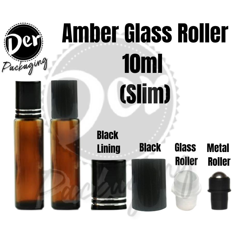 Slim Amber Thick Glass Roller Bottle Roll On Bottle Ml Roll On Botol Kaca Shopee Malaysia