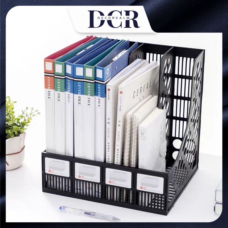 DCR 4 Divider Magazine Holder File Stand Rack Home Office Document ...