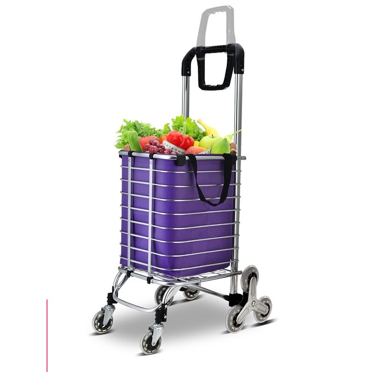 Climb Stairs Shopping Cart Trolley 8 Wheel Aluminium Folding Market