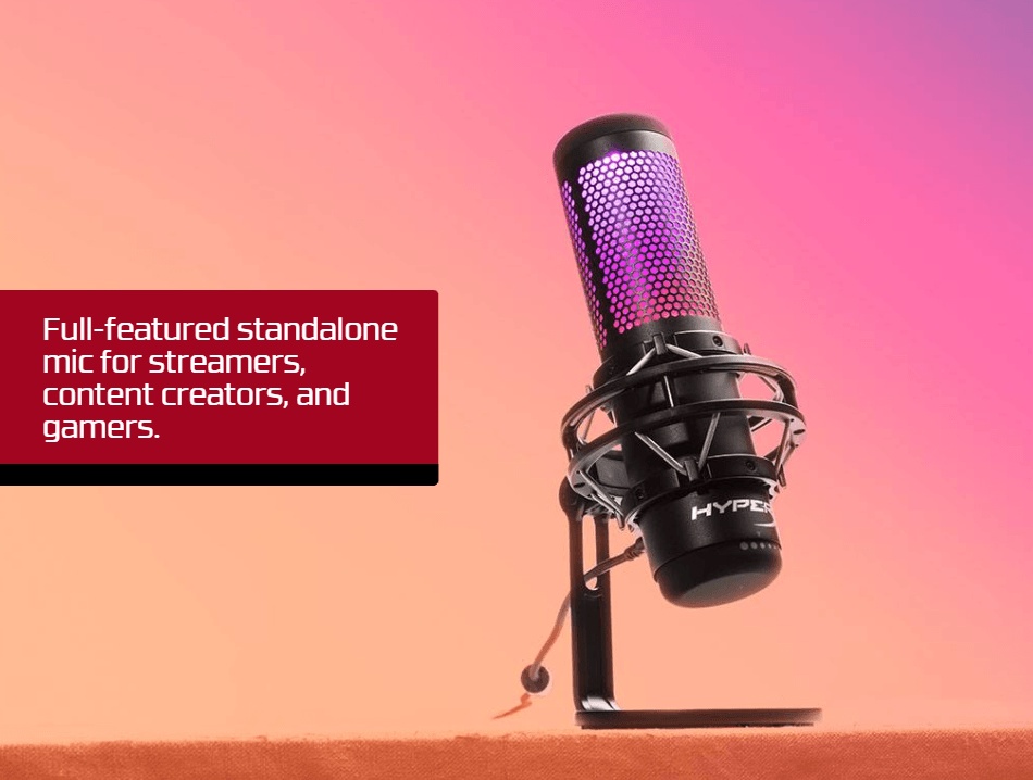 HyperX Quadcast S RGB Lighting Standalone USB Microphone - Black/White ...