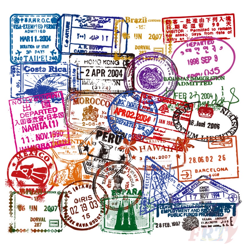 50Pcs/Set Retro Vintage Travel Stamps Series 01 Transparent Stickers ...