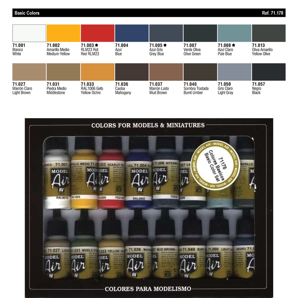 Vallejo Model Air Color Acrylic Paint 17ml - 71178 Basic Color | Shopee ...