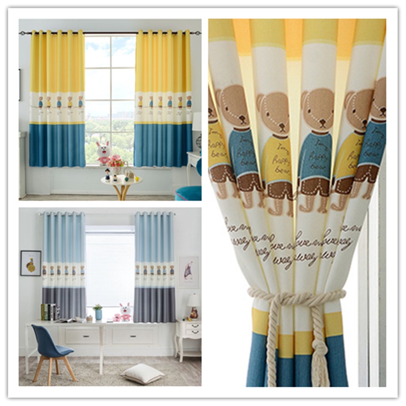 Lovely Bear Pattern Pirnted Blackout Window Curtains For Kids Room   3122088e8128427a19baba76eca1a6ff