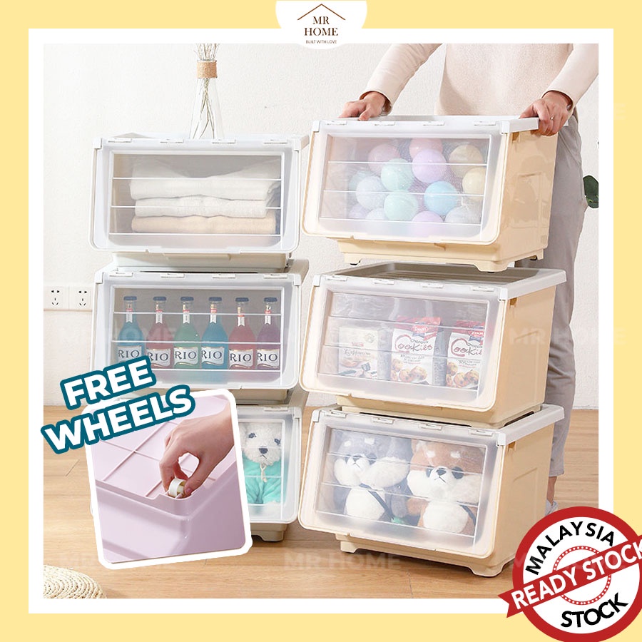 Mr. HOME Stackable Storage Box with Transparent Lid and Wheel ...