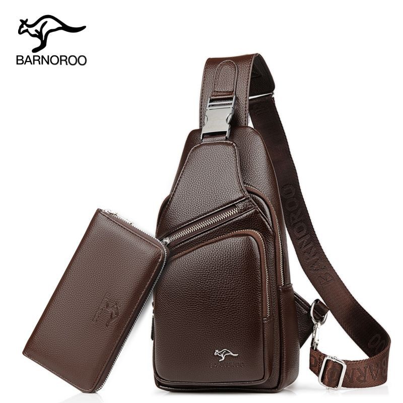 BARNOROO Man Chest Cross Body Bag Men Sling Messengger Kangaroo Bag Leather Beg Lelaki Kulit Dada Silang Sandang 9008 Shopee Malaysia